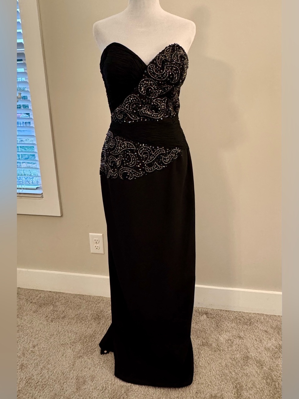 Vintage 90s Y2K Mac Duggal Creative Creations 100% Silk Beaded Prom Gown Size 10